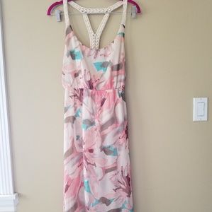 NWT Angl Pink Floral Maxi Dress